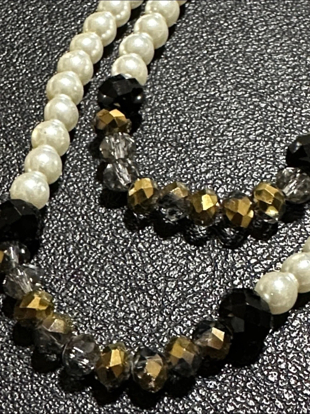 Dillards Faux Pearl & Crystal Continuous Strand Necklace